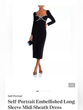 Self Portrait midi black diamanté bow dress nwt sz4 black cocktail dress